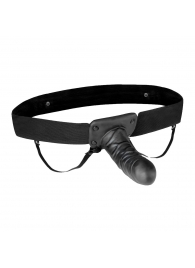 Чёрный полый страпон с вибрацией Unisex Vibrating Hollow Strap-On - 14 см. - Lux Fetish - купить с доставкой в Ставрополе