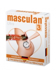 Розовые презервативы Masculan Ultra Long Pleasure с колечками, пупырышками и продлевающим эффектом - 3 шт. - Masculan - купить с доставкой в Ставрополе