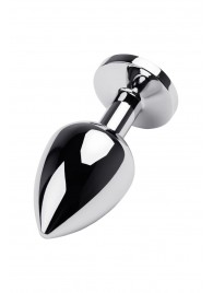 Серебристая коническая анальная пробка с красным кристаллом - 8 см. - ToyFa - купить с доставкой в Ставрополе