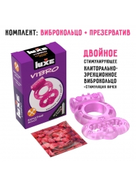 Розовое эрекционное виброкольцо Luxe VIBRO  Бархатный молот  + презерватив - Luxe - в Ставрополе купить с доставкой