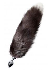 Серебристая металлическая анальная втулка с хвостом чернобурой лисы - размер S - ToyFa - купить с доставкой в Ставрополе