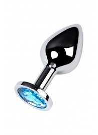 Серебристая конусовидная анальная пробка с голубым кристаллом - 8 см. - ToyFa - купить с доставкой в Ставрополе