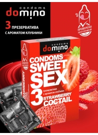 Презервативы для орального секса DOMINO Sweet Sex с ароматом клубничного коктейля  - 3 шт. - Domino - купить с доставкой в Ставрополе