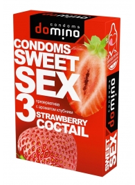 Презервативы для орального секса DOMINO Sweet Sex с ароматом клубничного коктейля  - 3 шт. - Domino - купить с доставкой в Ставрополе