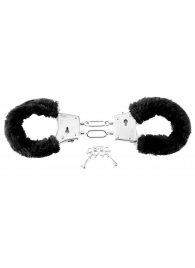 Меховые чёрные наручники Beginner s Furry Cuffs - Pipedream - купить с доставкой в Ставрополе