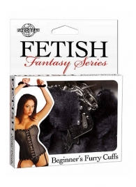 Меховые чёрные наручники Beginner s Furry Cuffs - Pipedream - купить с доставкой в Ставрополе