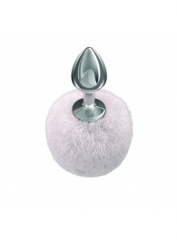 Серебристая анальная пробка с белым пушистым хвостиком Twinkle - Lola Games - купить с доставкой в Ставрополе