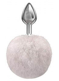 Серебристая анальная пробка с белым пушистым хвостиком Twinkle - Lola Games - купить с доставкой в Ставрополе