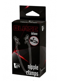 Черные зажимы на соски на цепочке BLAZE DELUXE NIPPLE CLAMPS - Dream Toys - купить с доставкой в Ставрополе