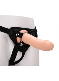 Черные трусики с телесной насадкой STRAP ON REAL DILDO - 21 см. - Dream Toys - купить с доставкой в Ставрополе