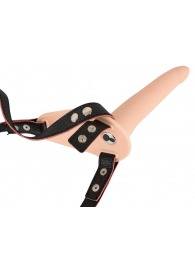 Телесный поясной страпон с вибрацией Vibrating Strap-On - 15,7 см. - Orion - купить с доставкой в Ставрополе