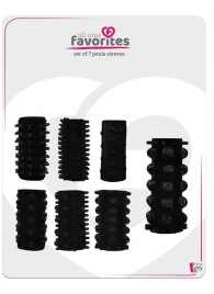 Набор из 7 черных насадок PENIS SLEEVES SET - Dream Toys - в Ставрополе купить с доставкой
