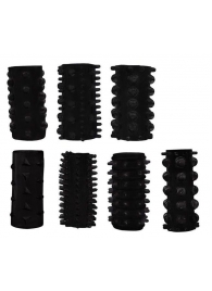 Набор из 7 черных насадок PENIS SLEEVES SET - Dream Toys - в Ставрополе купить с доставкой