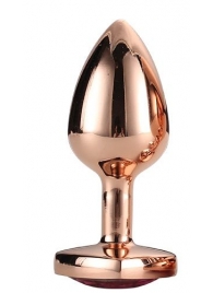 Золотистая анальная втулка с кристаллом-сердечком розового цвета - 7,1 см. - Dream Toys - купить с доставкой в Ставрополе