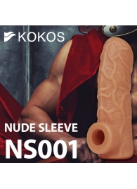 Телесная открытая насадка-реалистик с подхватом мошонки Nude Sleeve M - 12 см. - KOKOS - в Ставрополе купить с доставкой