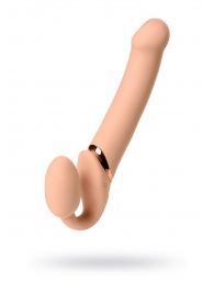 Телесный безремневой вибрострапон Vibrating Bendable Strap-On L - Strap-on-me - купить с доставкой в Ставрополе