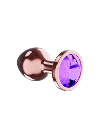 Пробка цвета розового золота с фиолетовым кристаллом Diamond Amethyst Shine S - 7,2 см. - Lola Games - купить с доставкой в Ставрополе