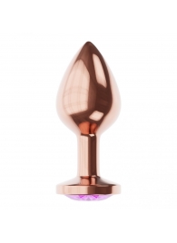 Пробка цвета розового золота с фиолетовым кристаллом Diamond Amethyst Shine S - 7,2 см. - Lola Games - купить с доставкой в Ставрополе