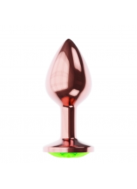 Пробка цвета розового золота с лаймовым кристаллом Diamond Emerald Shine S - 7,2 см. - Lola Games - купить с доставкой в Ставрополе