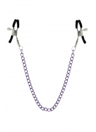 Зажимы для сосков с фиолетовой цепочкой Sweet Caress Nipple Chain - Sweet Caress - купить с доставкой в Ставрополе