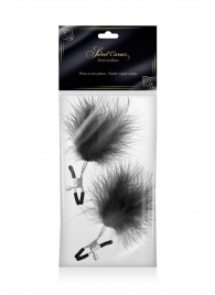 Зажимы на соски с черными пуховыми кисточками Sweet Caress Feather Nipple Clumps - Sweet Caress - купить с доставкой в Ставрополе