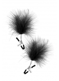Зажимы на соски с черными пуховыми кисточками Sweet Caress Feather Nipple Clumps - Sweet Caress - купить с доставкой в Ставрополе
