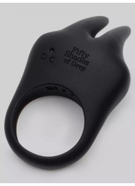 Черное эрекционное виброкольцо Sensation Rechargeable Vibrating Rabbit Love Ring - Fifty Shades of Grey - в Ставрополе купить с доставкой