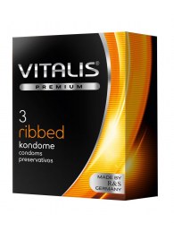 Ребристые презервативы VITALIS PREMIUM ribbed - 3 шт. - Vitalis - купить с доставкой в Ставрополе