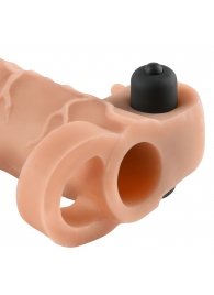 Телесная вибронасадка с кольцом Vibrating Real Feel 2 Extension - 16 см. - Pipedream - в Ставрополе купить с доставкой