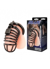 Черная металлическая клетка с замком Deluxe Chastity Cage - BlueLine - купить с доставкой в Ставрополе