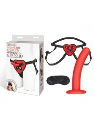 Красный поясной фаллоимитатор Red Heart Strap on Harness   5in Dildo Set - 12,25 см. - Lux Fetish - купить с доставкой в Ставрополе