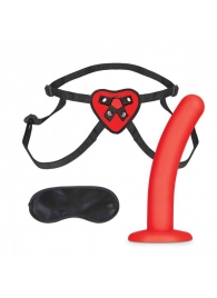 Красный поясной фаллоимитатор Red Heart Strap on Harness   5in Dildo Set - 12,25 см. - Lux Fetish - купить с доставкой в Ставрополе