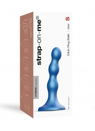 Голубая насадка Strap-On-Me Dildo Plug Balls size S - Strap-on-me - купить с доставкой в Ставрополе