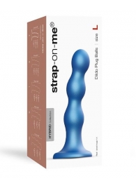 Голубая насадка Strap-On-Me Dildo Plug Balls size L - Strap-on-me - купить с доставкой в Ставрополе