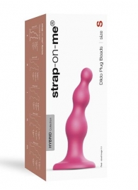 Розовая насадка Strap-On-Me Dildo Plug Beads size S - Strap-on-me - купить с доставкой в Ставрополе