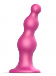 Розовая насадка Strap-On-Me Dildo Plug Beads size S - Strap-on-me - купить с доставкой в Ставрополе