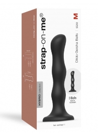 Черная насадка Strap-On-Me Dildo Geisha Balls size M - Strap-on-me - купить с доставкой в Ставрополе