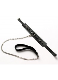 Черный ошейник с шипами и поводком - Crazy Handmade - купить с доставкой в Ставрополе