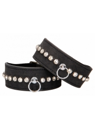 Черные наручники Diamond Studded Wrist Cuffs - Shots Media BV - купить с доставкой в Ставрополе