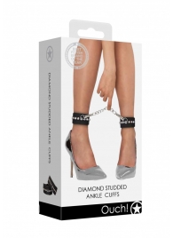 Черные поножи Diamond Studded Ankle Cuffs - Shots Media BV - купить с доставкой в Ставрополе