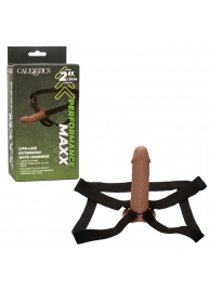 Коричневый фаллопротез Life-Like Extension with Harness - 17,75 см. - California Exotic Novelties - купить с доставкой в Ставрополе