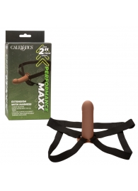 Коричневый фаллопротез из силикона Extension with Harness - 15,75 см. - California Exotic Novelties - купить с доставкой в Ставрополе