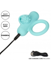 Аквамариновое эрекционное виброкольцо Silicone Rechargeable Nubby Lover’s Delight - California Exotic Novelties - в Ставрополе купить с доставкой