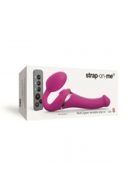 Ярко-розовый безремневой страпон Multi Orgasm Size S с клиторальной стимуляцией - Strap-on-me - купить с доставкой в Ставрополе