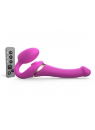 Ярко-розовый безремневой страпон Multi Orgasm Size S с клиторальной стимуляцией - Strap-on-me - купить с доставкой в Ставрополе