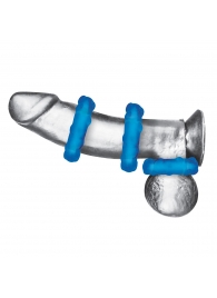 Комплект из трех голубых эрекционных колец 3-Pack Ribbed Rider Cock Ring Set - BlueLine - в Ставрополе купить с доставкой