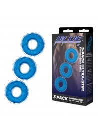 Комплект из трех голубых колец для эрекции 3-Pack Ultra-Stim Stretch Cock Rings - BlueLine - в Ставрополе купить с доставкой