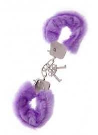 Фиолетовые меховые наручники METAL HANDCUFF WITH PLUSH LAVENDER - Dream Toys - купить с доставкой в Ставрополе