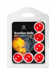 Набор из 6 шариков с массажным маслом Brazilian Balls с охлаждающим и разогревающим эффектом - Secret Play - купить с доставкой в Ставрополе