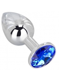 Анальное украшение BUTT PLUG  Small с синим кристаллом - 7 см. - Anal Jewelry Plug - купить с доставкой в Ставрополе